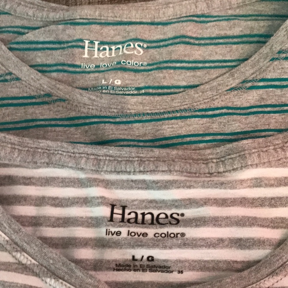 Hanes LS striped t-shirts size Large BUNDLE OF 2 great deal